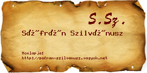 Sáfrán Szilvánusz névjegykártya